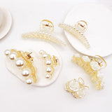 Small fragrant wind pearl hairpin women's back of the head dish hair catch clip sweet large shark clip hairpin high-end headwear