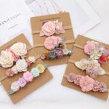 Hot selling children's nylon headband three-piece set DIY flower headband girl's headdress baby princess hair accessories set