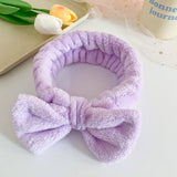 Korean style solid color butterfly end headband washing face female cute wash hair hoop flannel headband hair accessories factory wholesale