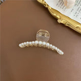 Small fragrant wind pearl hairpin women's back of the head dish hair catch clip sweet large shark clip hairpin high-end headwear