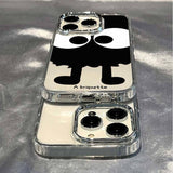 Big-eyed briquettes metal buttons Apple 14promax mobile phone case transparent iphone13/11/12xsmax new