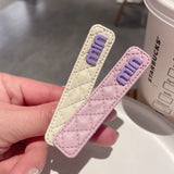 Summer style small fragrance letter hairpin imitation leather bangs clip purple beige small hairpin forehead broken hairpin edge clip