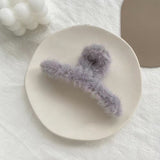2022 autumn and winter new plush bowknot tassel hair clip back head grab clip female hair clip shark clip wholesale