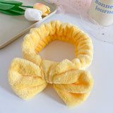 Korean style solid color butterfly end headband washing face female cute wash hair hoop flannel headband hair accessories factory wholesale