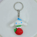 Cute cartoon Kuromi key chain strawberry three-dimensional soft rubber key chain school bag pendant children's small gifts wholesale