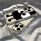 Big-eyed briquettes metal buttons Apple 14promax mobile phone case transparent iphone13/11/12xsmax new
