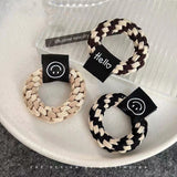 2022 new high-elastic thickened rubber band hand-twisted female head rope hair ring Japanese and Korean leather sheath tied with high ponytail headdress