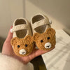 A pair of beige baby bear shoes comes with tools - not a finished product, you need to knit it yourself