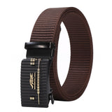 Men's belt iron leather automatic toothless buckle belt breathable strong imitation nylon belt body night market stall hot sale