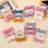 New early autumn children's bow headband three-piece set baby cute floral Zou cloth cotton hair accessories set 3704