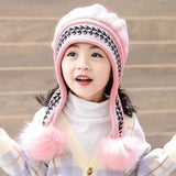New autumn and winter velvet thick warm baby wool hat children's cute boys and girls children's ear protection knitted hat