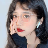 2022 Douyin same style square frame sunglasses wholesale gradient plain blush glasses sunset brown travel sunglasses