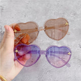 2022 Glitter Sunglasses Children's Cartoon Little Bee Sunglasses Girls Cute Glasses Heart Sunglasses Fashion