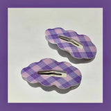 Strawberry Rhombus ~ Retro Sweet Girl Showa Genki Plaid Cloud Press Clip BB Clip Girl Cute Seamless Edge Clip