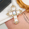 White palace style cross white ab