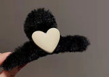 2022 autumn and winter new plush bowknot tassel hair clip back head grab clip female hair clip shark clip wholesale