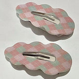 Strawberry Rhombus ~ Retro Sweet Girl Showa Genki Plaid Cloud Press Clip BB Clip Girl Cute Seamless Edge Clip