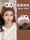 Plush face washing headband female 2023 new furry headband autumn and winter big eyes cute headband headband headdress
