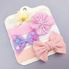 Pink big flower / hairband four piece set