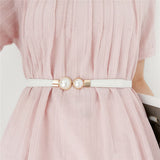European and American style retro pearl buckle thin belt ladies dress elastic elastic belt hook wear narrow girdle