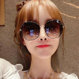 New Net Red Sunglasses Polygon Big Frame Goddess Sunglasses Douyin Kuaishou Fashion Gradient Beach Glasses Trend