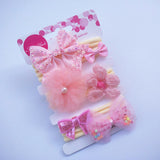 Korean creative handmade hair accessories fabric bow headdress elastic thin hair band six-piece set seamless baby hair ring