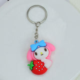 Cute cartoon Kuromi key chain strawberry three-dimensional soft rubber key chain school bag pendant children's small gifts wholesale