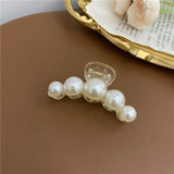Small fragrant wind pearl hairpin women's back of the head dish hair catch clip sweet large shark clip hairpin high-end headwear