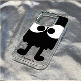 Big-eyed briquettes metal buttons Apple 14promax mobile phone case transparent iphone13/11/12xsmax new