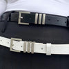 White silver buckle belt / 65cm