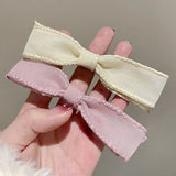 Bowknot cloth art hair clip female 2023 new duckbill clip super fairy broken hair clip gentle top clip temperament side clip