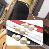 European and American style retro pearl buckle thin belt ladies dress elastic elastic belt hook wear narrow girdle