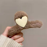 2022 autumn and winter new plush bowknot tassel hair clip back head grab clip female hair clip shark clip wholesale