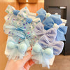 Tfq013-5# light blue solid color floral hair band 10 pieces set