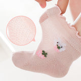 New summer style ultra-thin wood ear children's socks baby cotton mesh socks baby breathable loose mouth socks girls socks