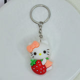 Cute cartoon Kuromi key chain strawberry three-dimensional soft rubber key chain school bag pendant children's small gifts wholesale