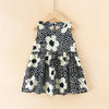 Black cotton silk with white flowers / size 90 (suitable for height 65-75cm)