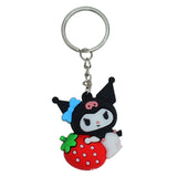 Cute cartoon Kuromi key chain strawberry three-dimensional soft rubber key chain school bag pendant children's small gifts wholesale