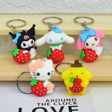 Cute cartoon Kuromi key chain strawberry three-dimensional soft rubber key chain school bag pendant children's small gifts wholesale