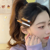Funny creative cigarette hairpin female personality interesting simulation cigarette butt duckbill clip side bangs clip hairpin headdress