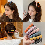 Cloth art bangs insert comb cloth buckle broken hair tidy hair comb Korean color girl hair accessories net red back head broken hair artifact