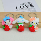 Cute cartoon Kuromi key chain strawberry three-dimensional soft rubber key chain school bag pendant children's small gifts wholesale