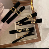 Black gold high-end sense ~ exquisite 2 hairpin female side retro duckbill clip headdress net red ins style bangs clip