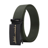 Men's belt iron leather automatic toothless buckle belt breathable strong imitation nylon belt body night market stall hot sale