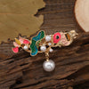 Pink carp playing with lotus glaze small hairpin
