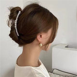 Small fragrant wind pearl hairpin women's back of the head dish hair catch clip sweet large shark clip hairpin high-end headwear