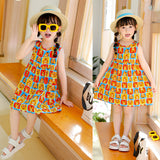 Girls dress children's clothing home clothes baby cotton silk summer clothes pajamas girl beach princess skirt mc