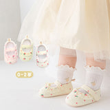 23 Cotton Velcro Soft Bottom Toddler Shoes Infants and Children Anti-skid Floor Socks Strawberry Lace Light Comfortable Shoes