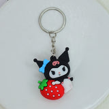 Cute cartoon Kuromi key chain strawberry three-dimensional soft rubber key chain school bag pendant children's small gifts wholesale