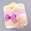 Orange pink large flower / hairband four piece set